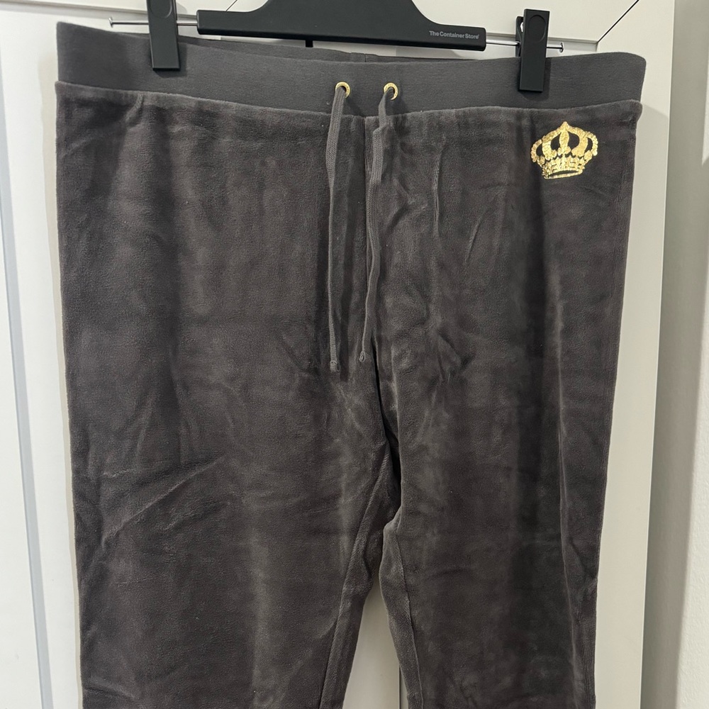 Juicy Couture velour Joggers with gold crown logo L